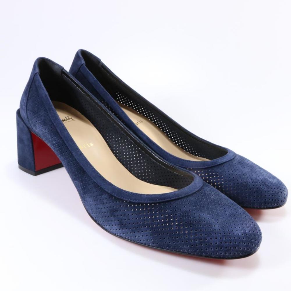 Incastrana 55mm navy blue Perforated Suede Padded Pumps D512